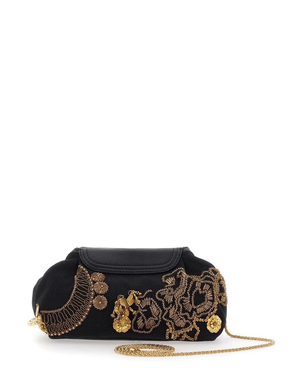 Dries Van Noten Black Clutch Blossom With Cotton