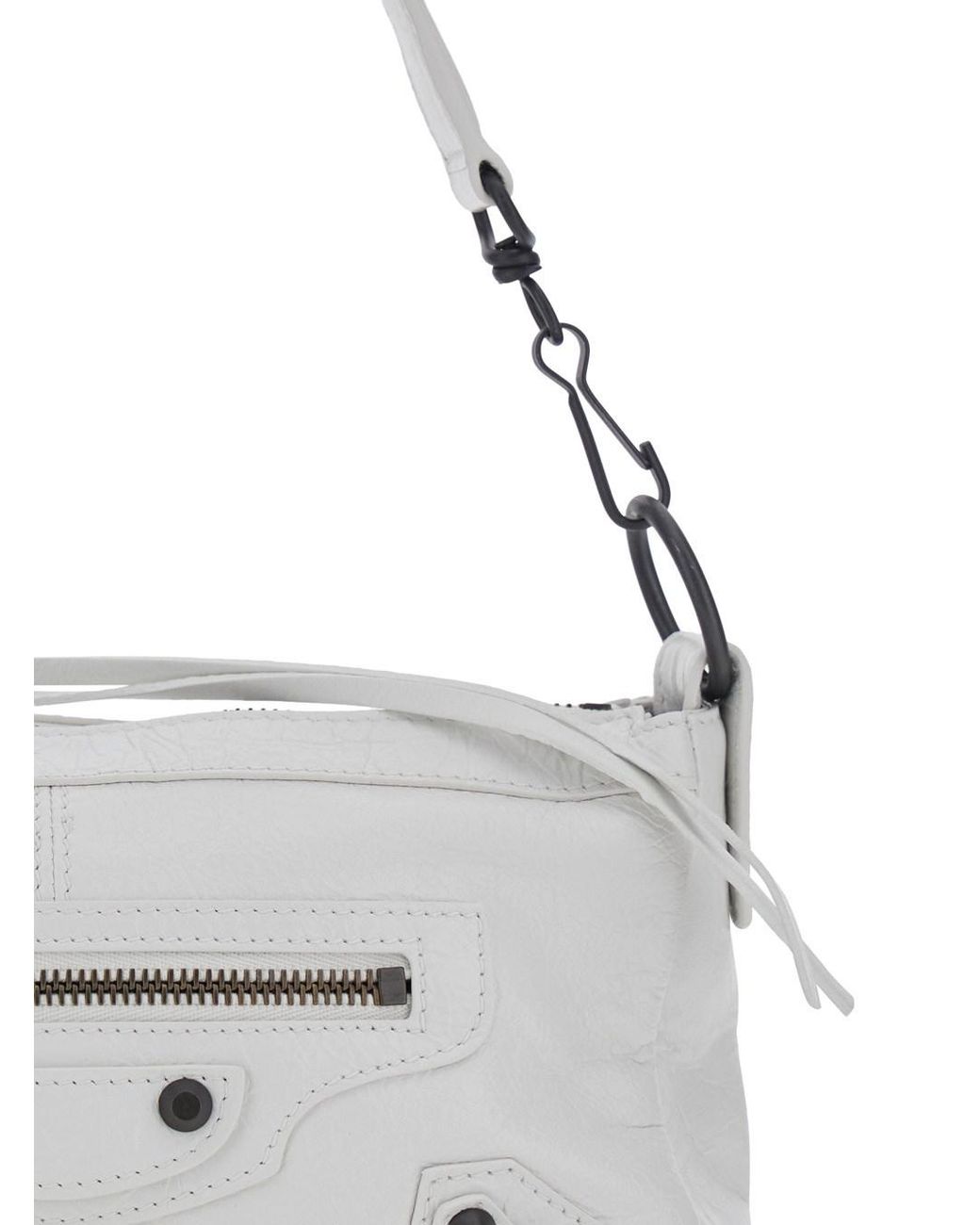 Balenciaga Gray 'Le City Moto' Mini Shoulder Bag With Adjustable And Removable Strap