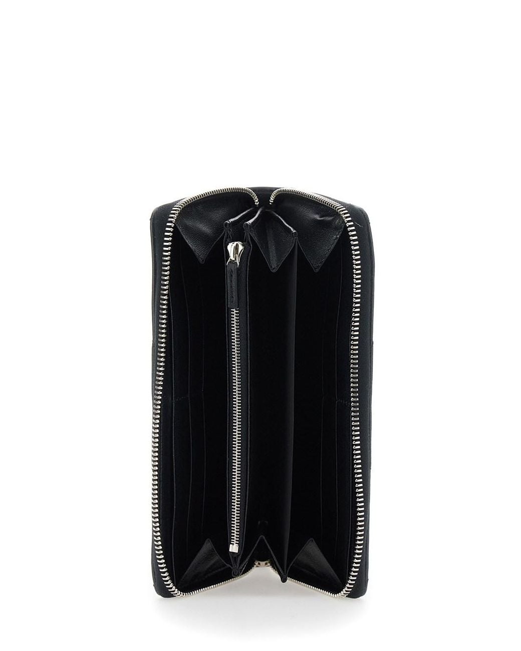 Gucci Black Wallet With Gg Motif On The Front And Zip Closure