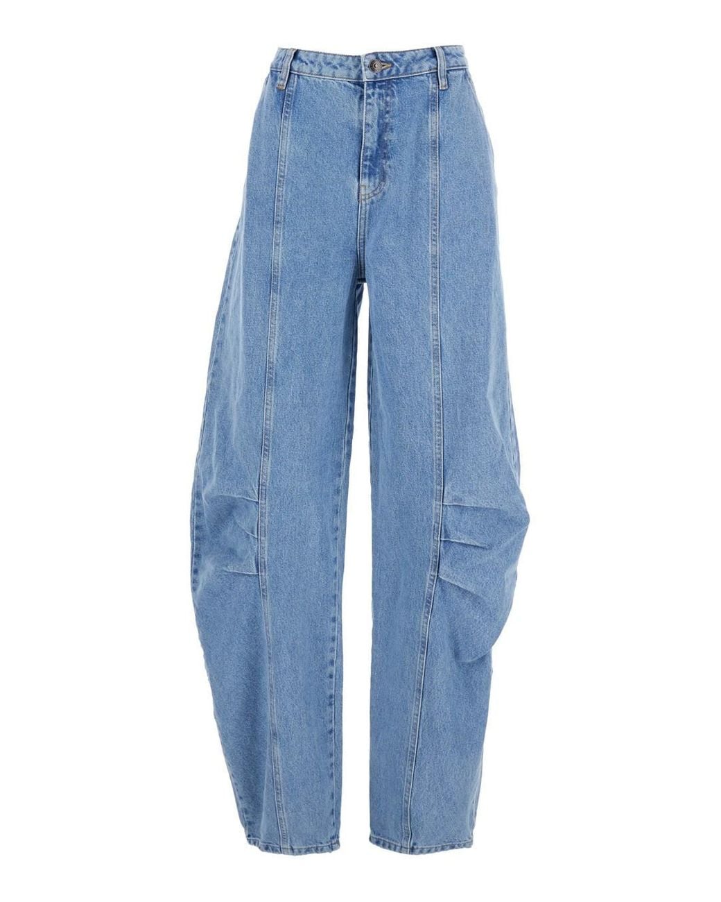 ROTATE BIRGER CHRISTENSEN Blue Light Jeans With Central Stitching And Logo Patch On The Back