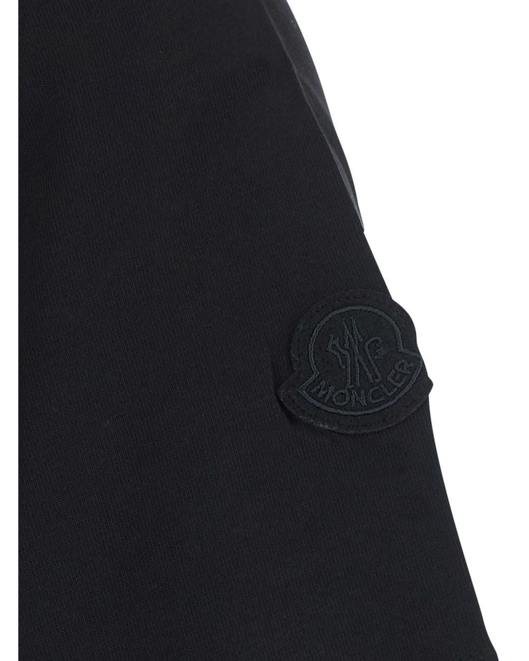 Moncler Black T-Shirt With Logo On The Front And Logo Patch On The Sleeve for men
