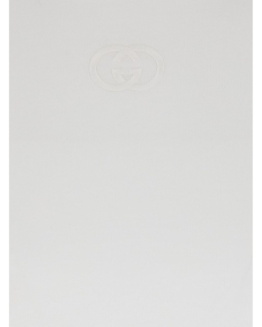 Gucci White Crewneck T-Shirt With Tonal Gg Embroidery On The Front
