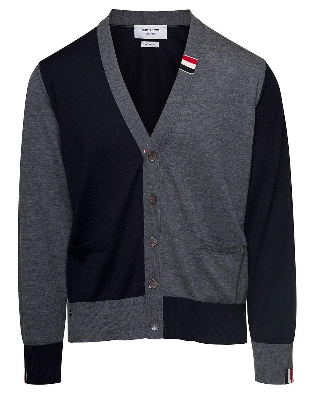 Thom Browne Milano Stitch V-Neck Merino Cardigan - White