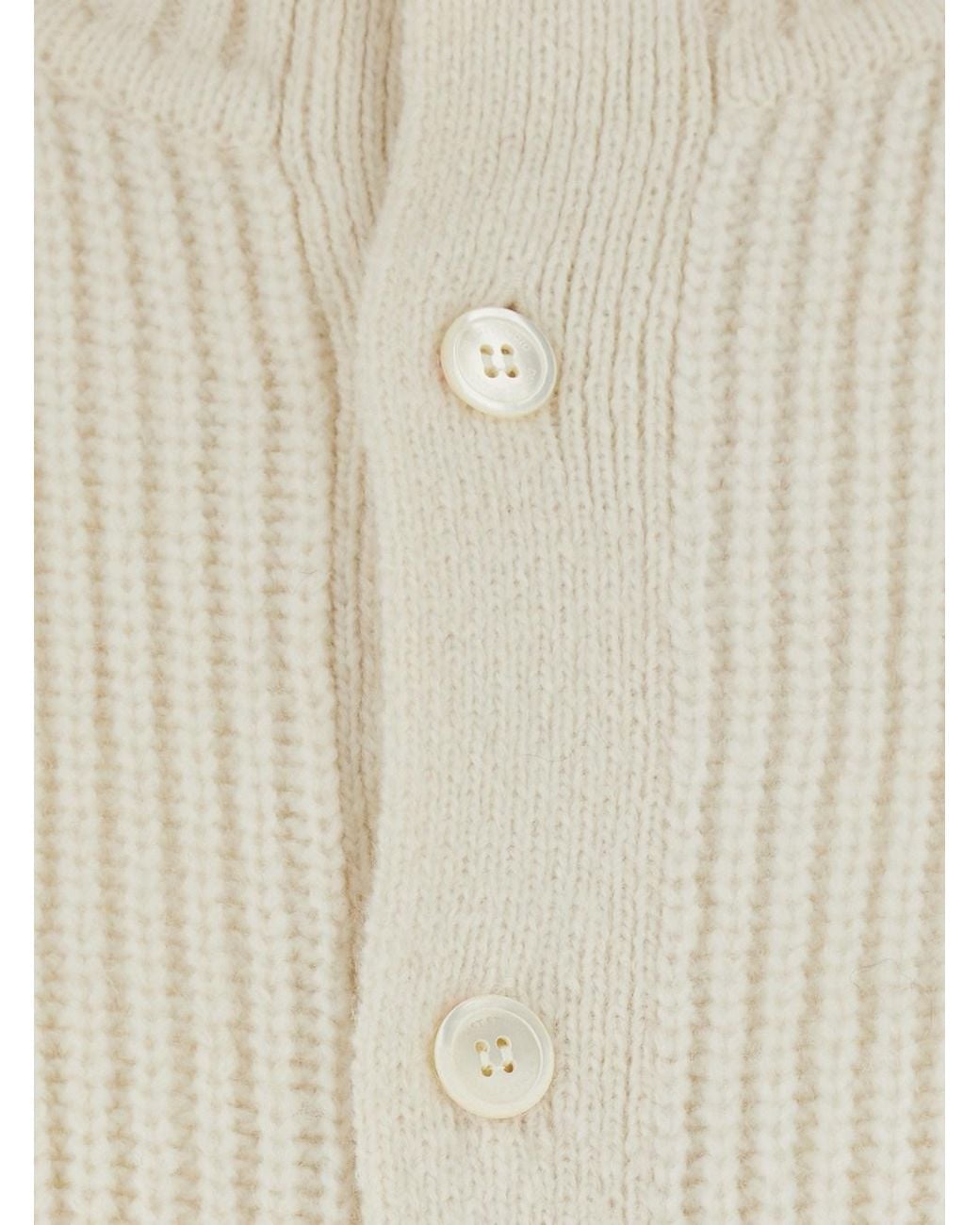 DUNST White Cardigan With High Collar And Buttons