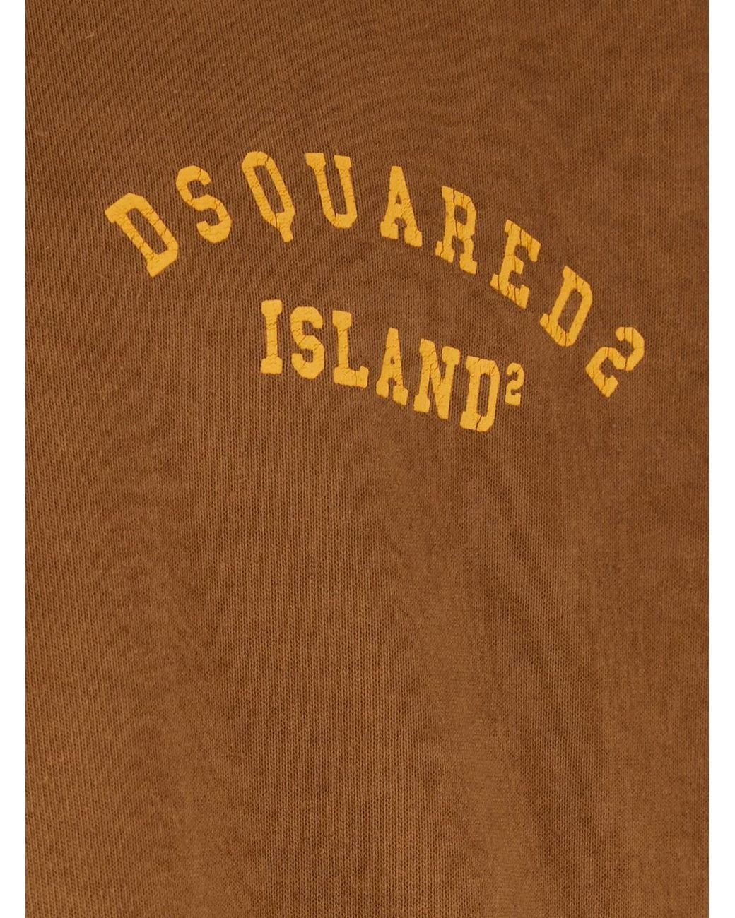 DSquared² Brown T-Shirt With Logo Print On The Front for men
