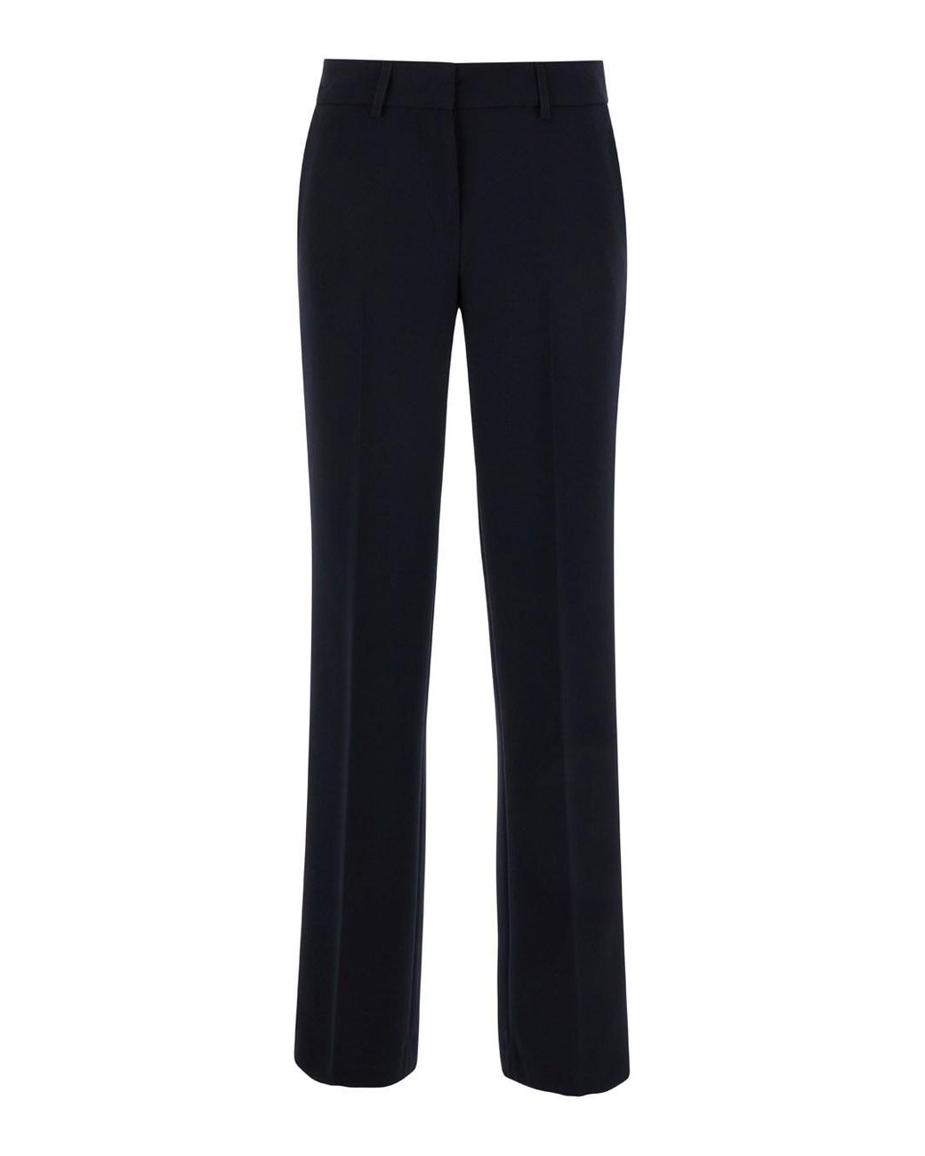 Le Plain Blue Straight Pants With Belt Loops