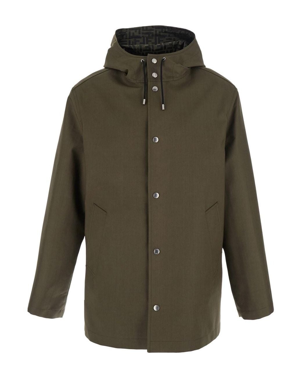Fendi Green Jacket With Drawstring Hood for men