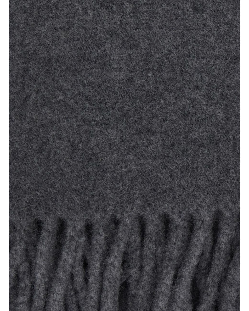 Brunello Cucinelli Gray Scarf With Fringed Hem And Brushed Finish
