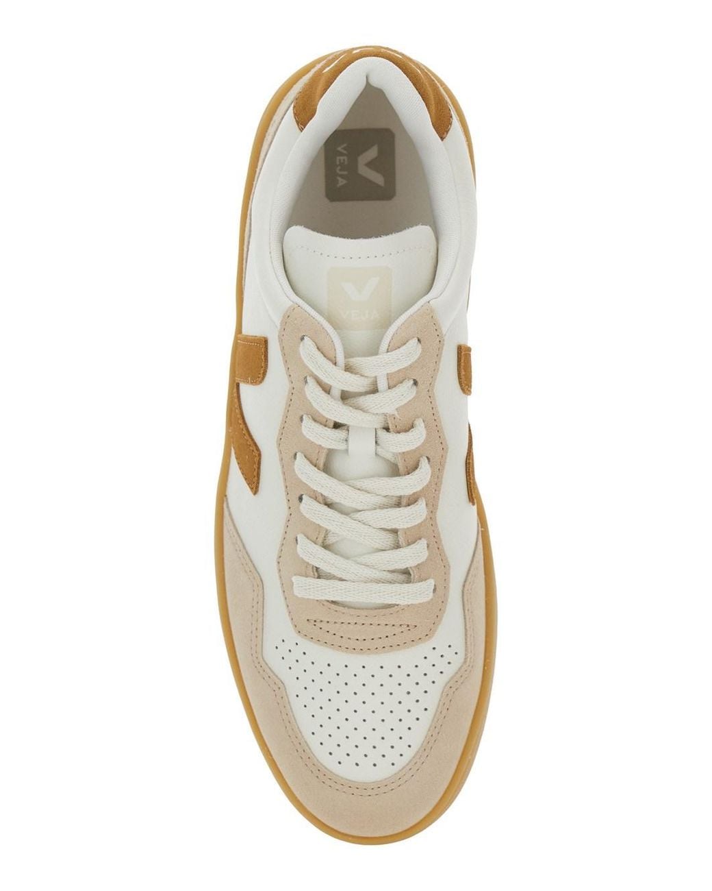 Veja White 'V90' Sneaker With Side Logo And Perforated Toe