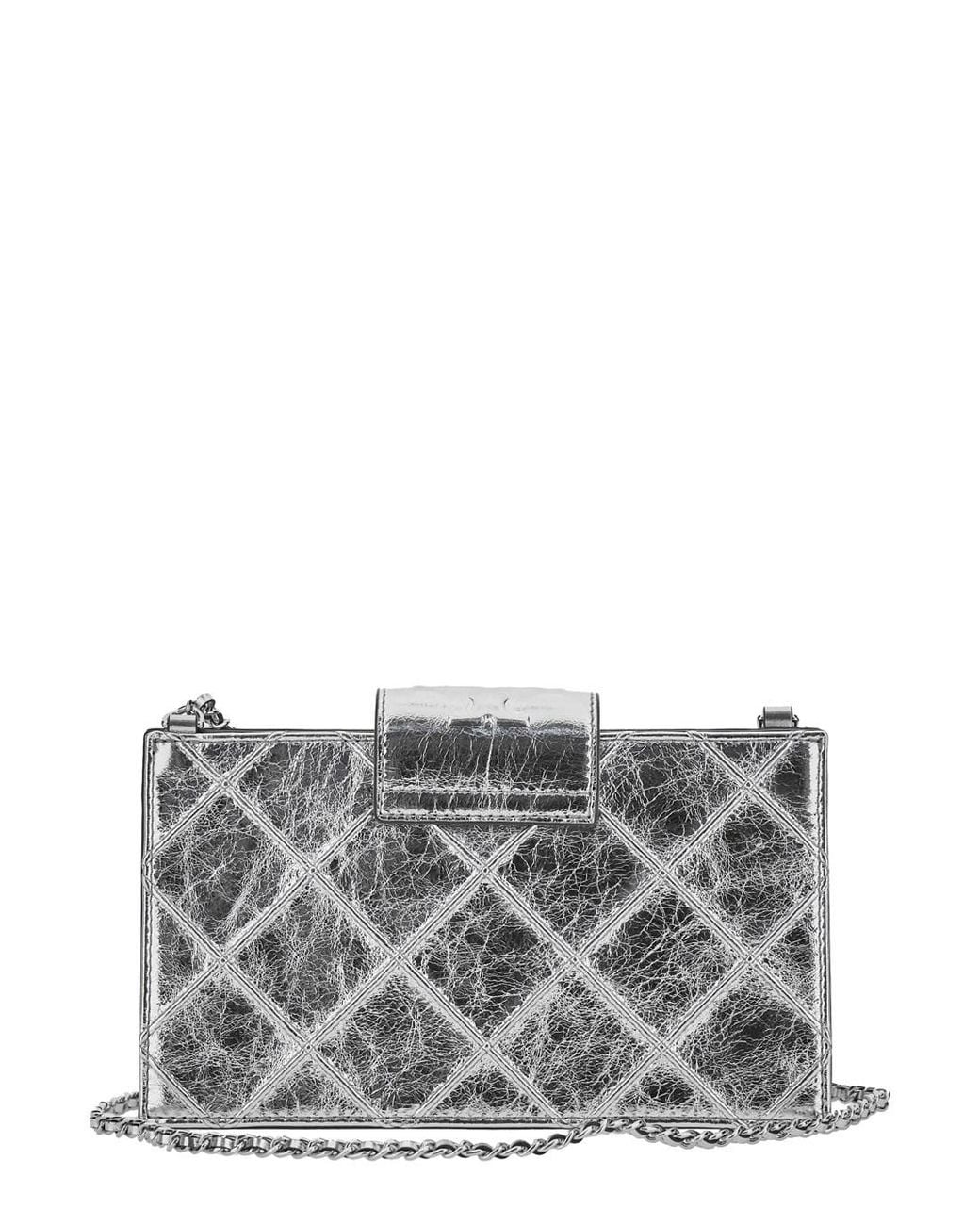 Tory Burch Gray Shoulder Bag Fleming Mini Leather