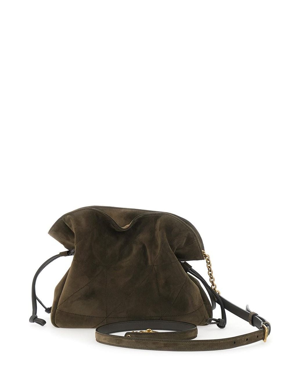 Saint Laurent Green 'Jamie' Crossbody Bag With Cassandre And Suede Chain Strap