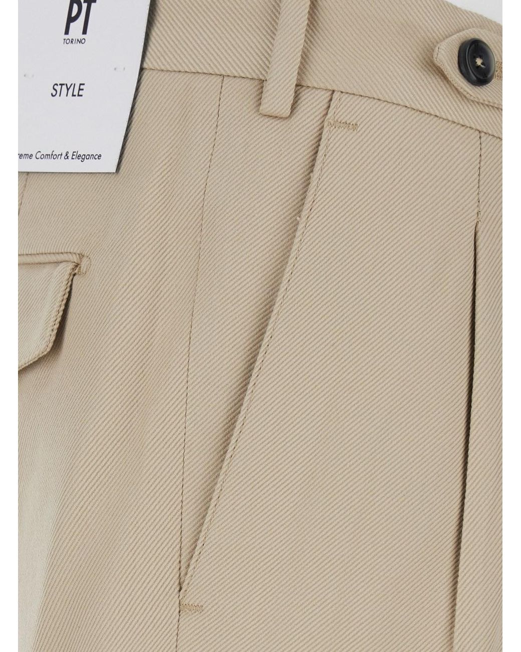 PT Torino Natural Pants With Belt Loops And Front Pleats for men