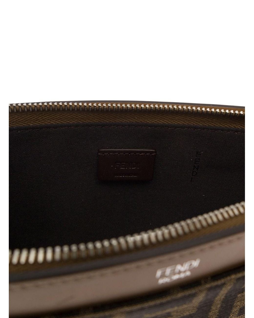 Fendi Brown 'Large Ff' Flat Pouch With Jacquard Motif for men