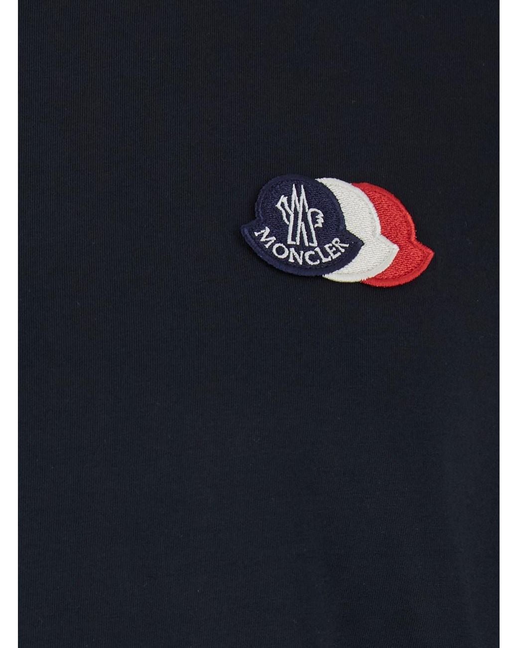 Moncler Black T-Shirt With Logo Print On The Front for men