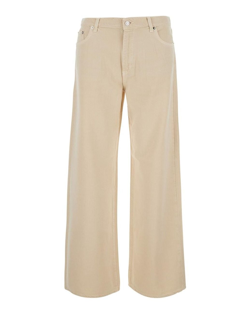 Roy Rogers Natural Jeans With Wide Leg And Logo Patch On The Back