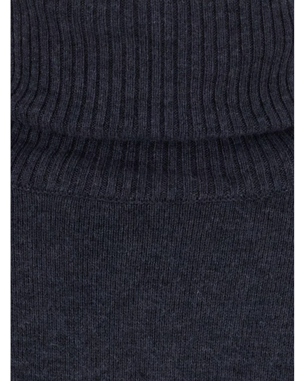 Pinko Blue 'Nantes' Dress With Ribbed High Collar And Elasticated Cuff