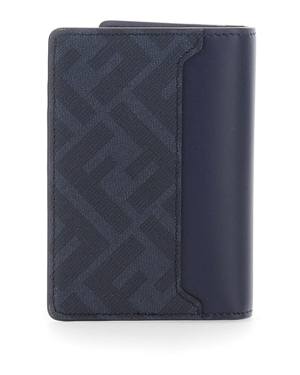 Fendi Blue Card Case With Ff Logo Plaque On Front And Rectangular Design for men