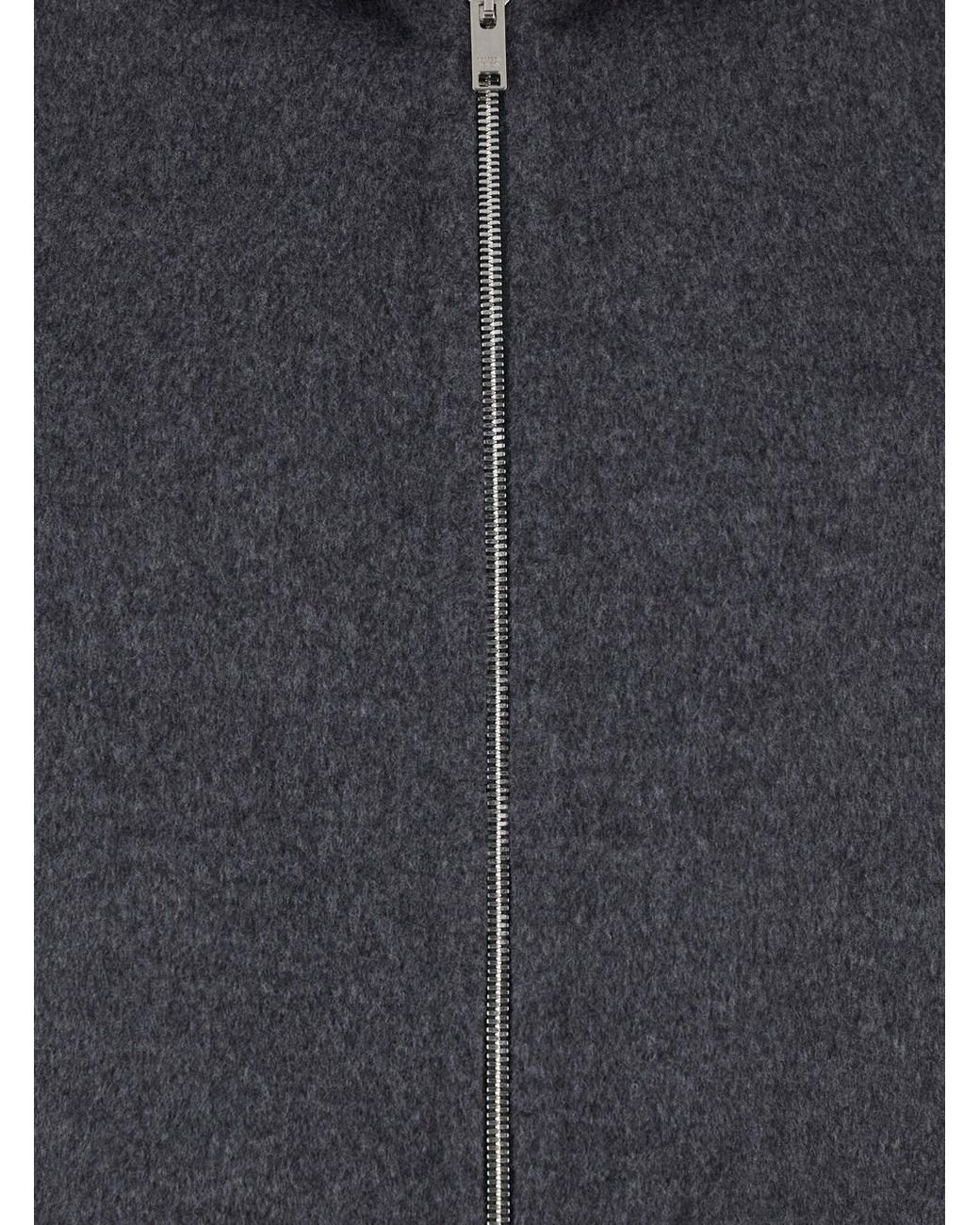 Bottega Veneta Gray Coat With Fixed Hood And Front Zip Closure for men