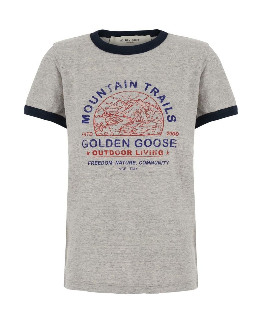 Golden Goose Deluxe Brand Gray Long Sleeve T-Shirt Journey Slub Cotton T-Shirts & Jerseys