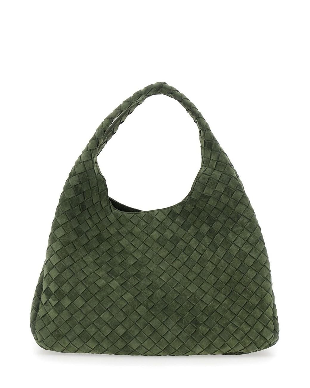 Bottega Veneta Green 'Campana' Large Shoulder Bag With Top Handle And Intrecciato Motif