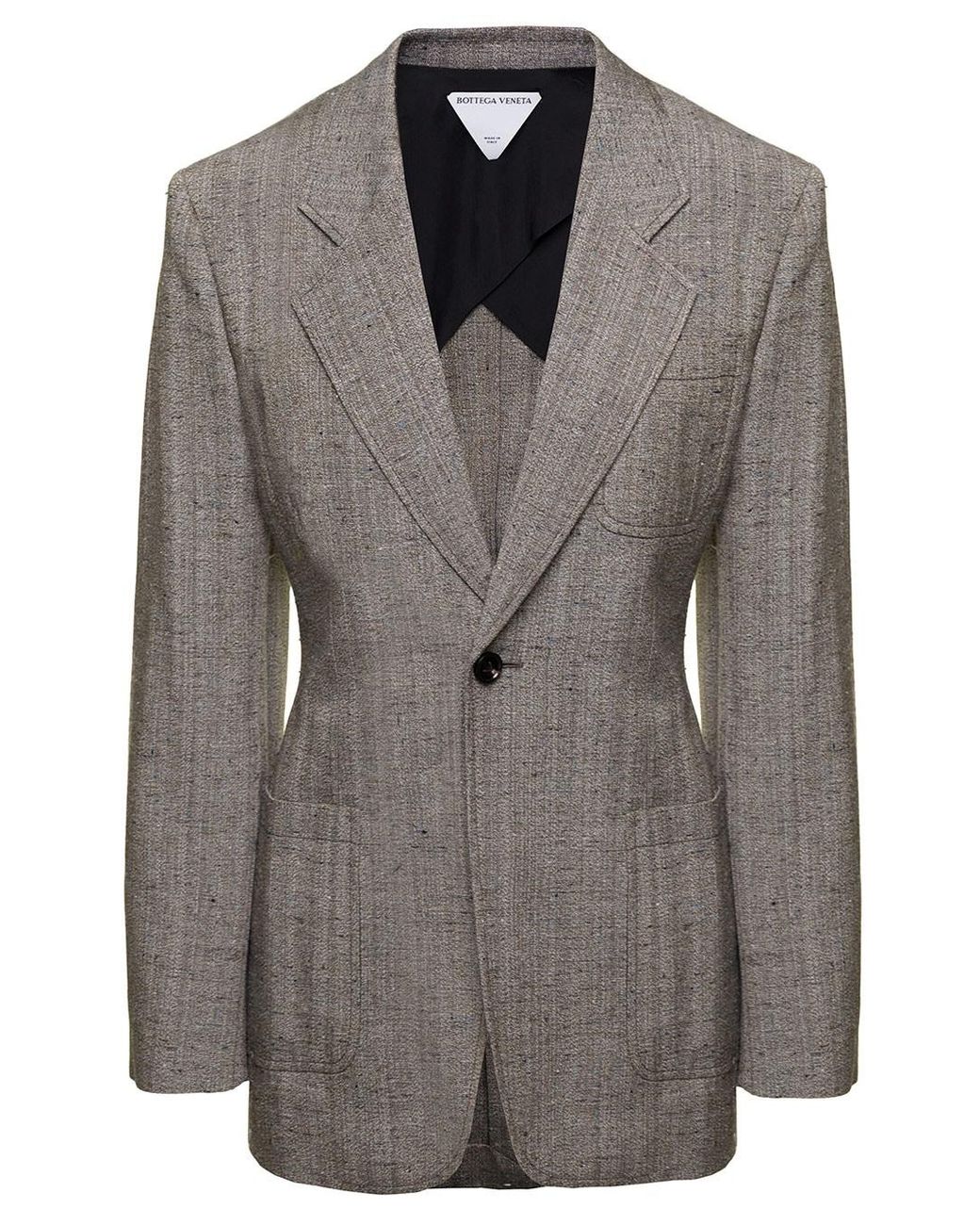 Bottega Veneta Gray Single-Breasted Slim-Fitted Jacket With Single Button