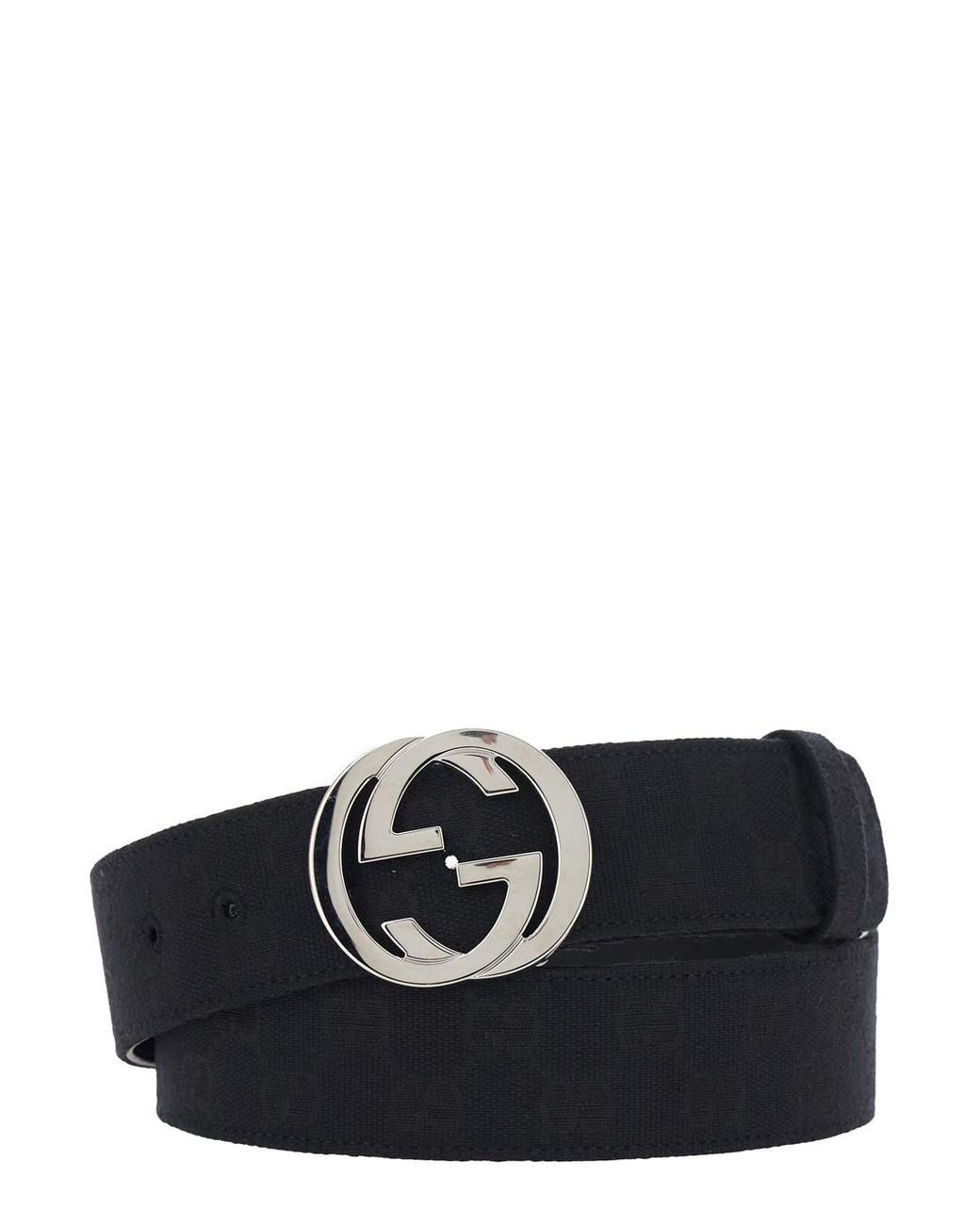 Gucci Black Belt With Interlocking Gg Buckle for men
