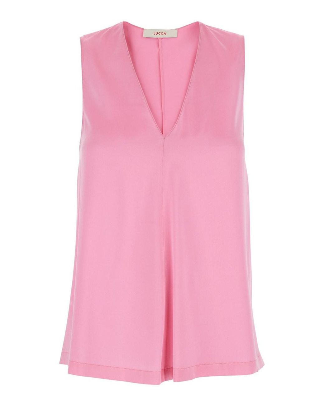 Jucca Pink Sleeveless Silk Top With V-Neck