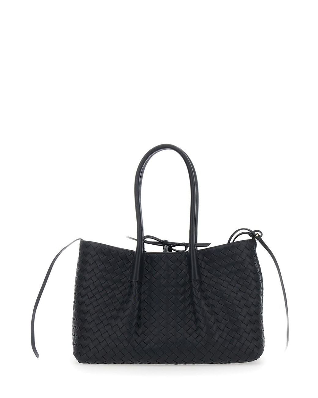 Bottega Veneta Black 'Pinacoteca' Medium Shoulder Bag With Intreccio Motif