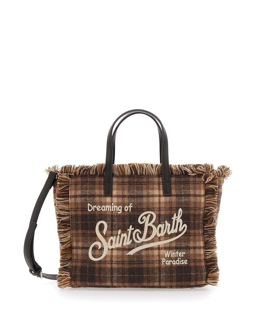 Mc2 Saint Barth Brown Shoulder Bag Colette Wool N Characterized By A Tartan