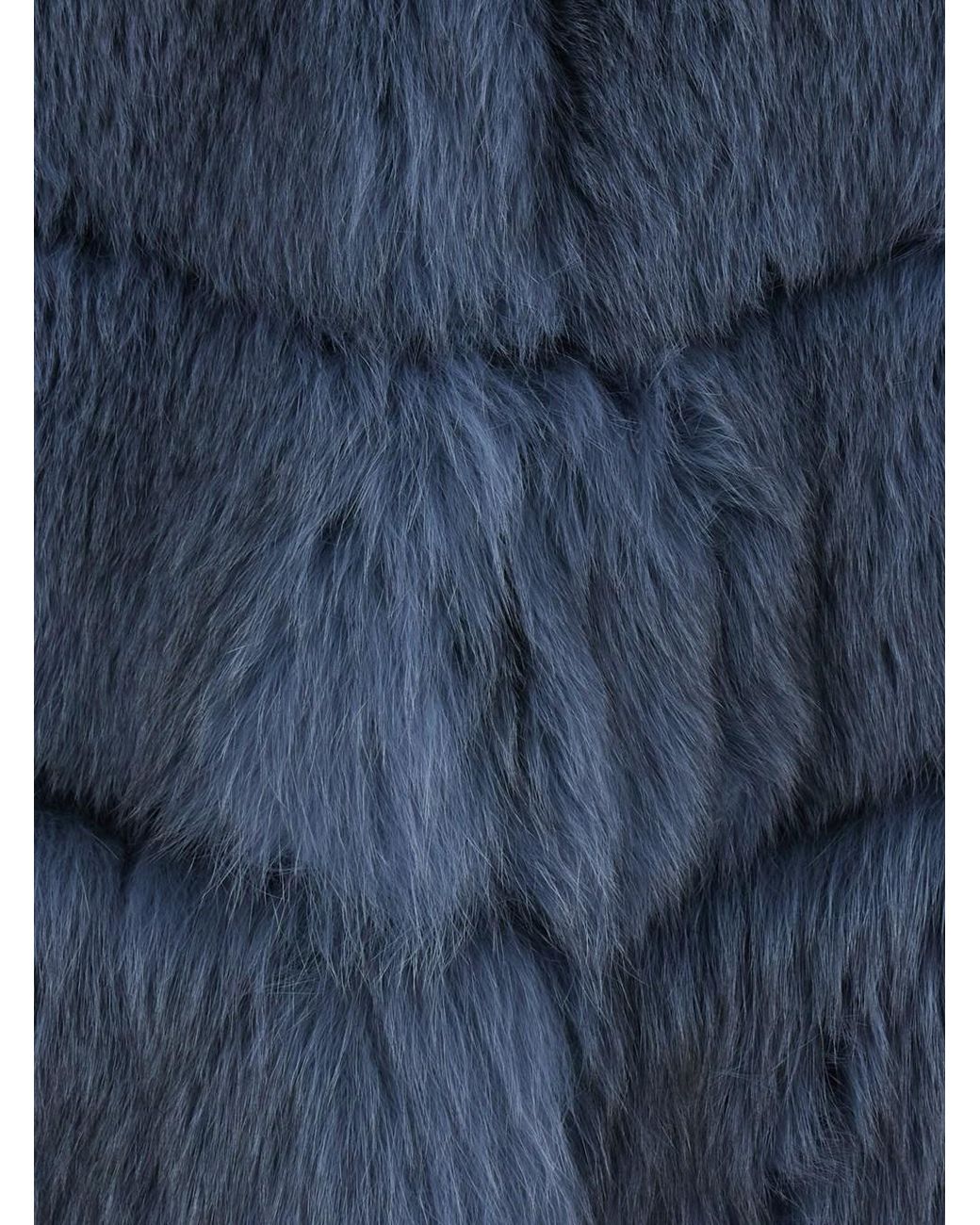 Suprema Blue Fur With Hidden Closure And Sleeveless Design