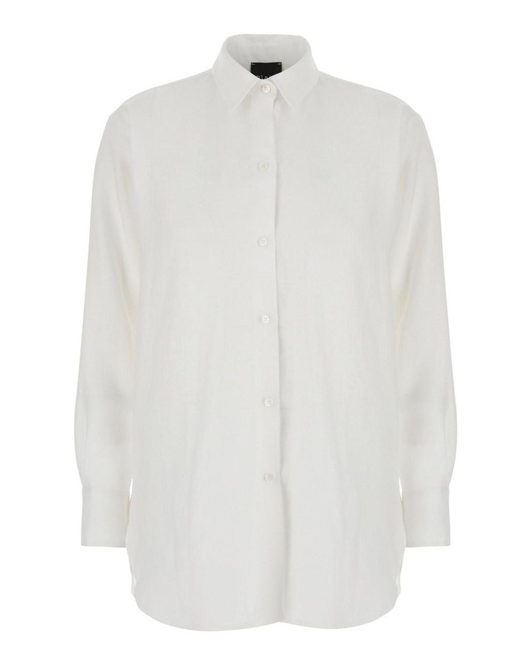Le Plain White Shirt With Classic Collar And Long Sleeves