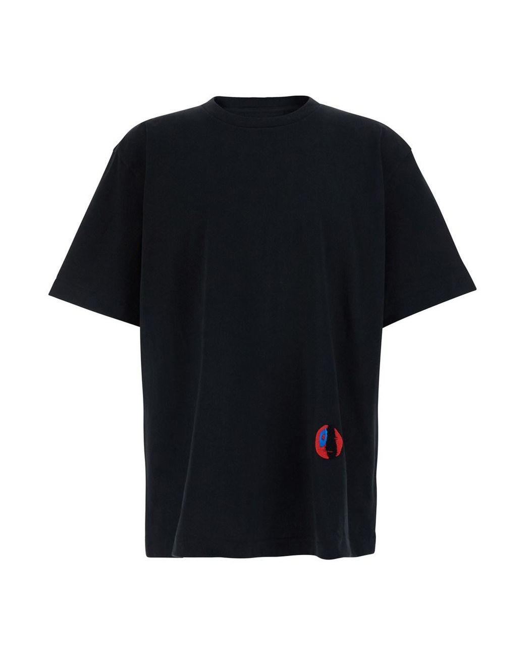Bottega Veneta Black Crew Neck T-Shirt With Front Embroidery for men