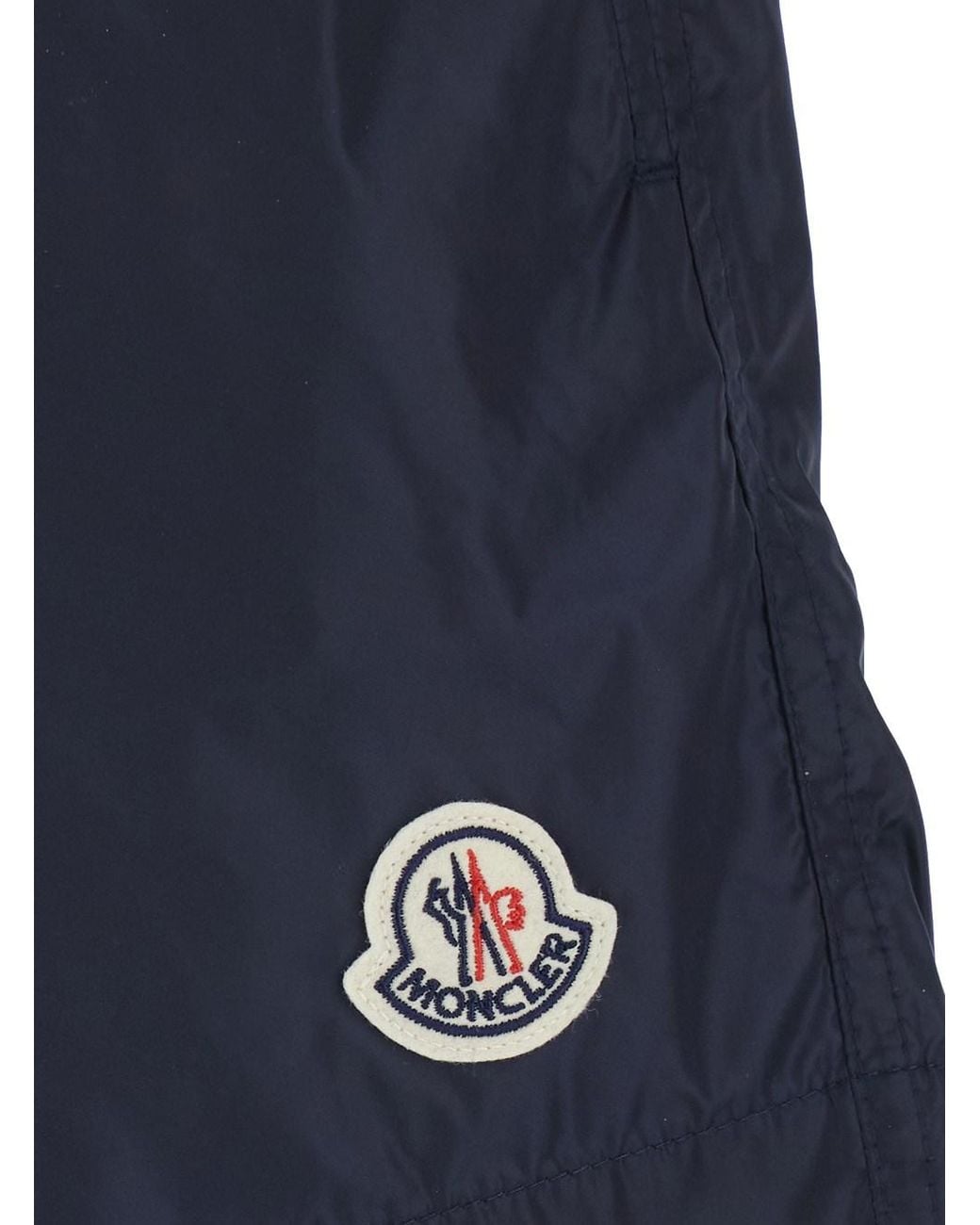 Moncler Blue Swim Shorts With Elasticated Waist And Logo Patch On The for men