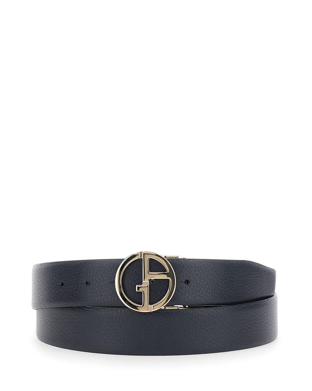 Giorgio Armani Blue Reversible Belt With Metal Logo Buckle for men