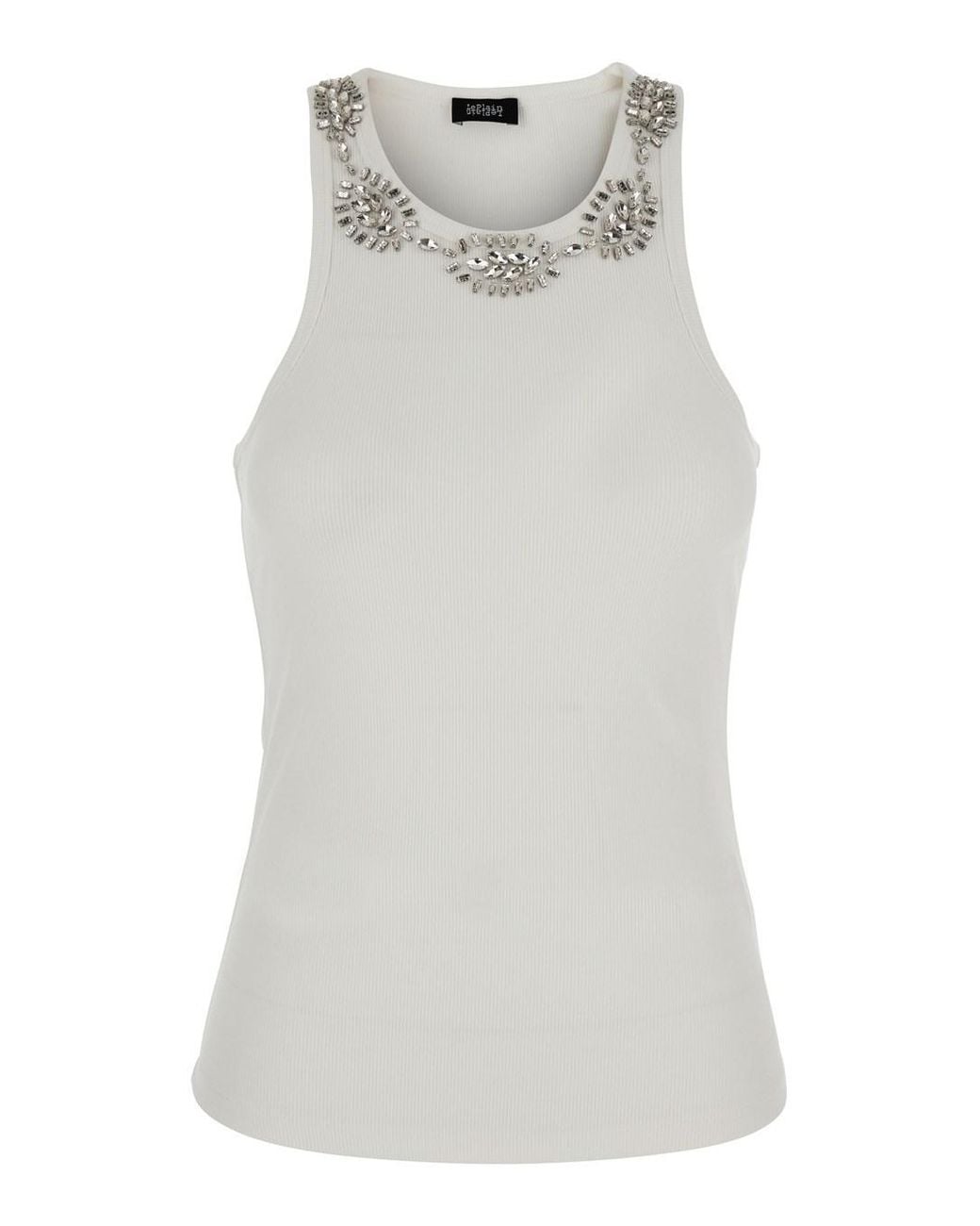 Le Plain Gray Ribbed Top Embroidery With Embroidered Details And Cotton And