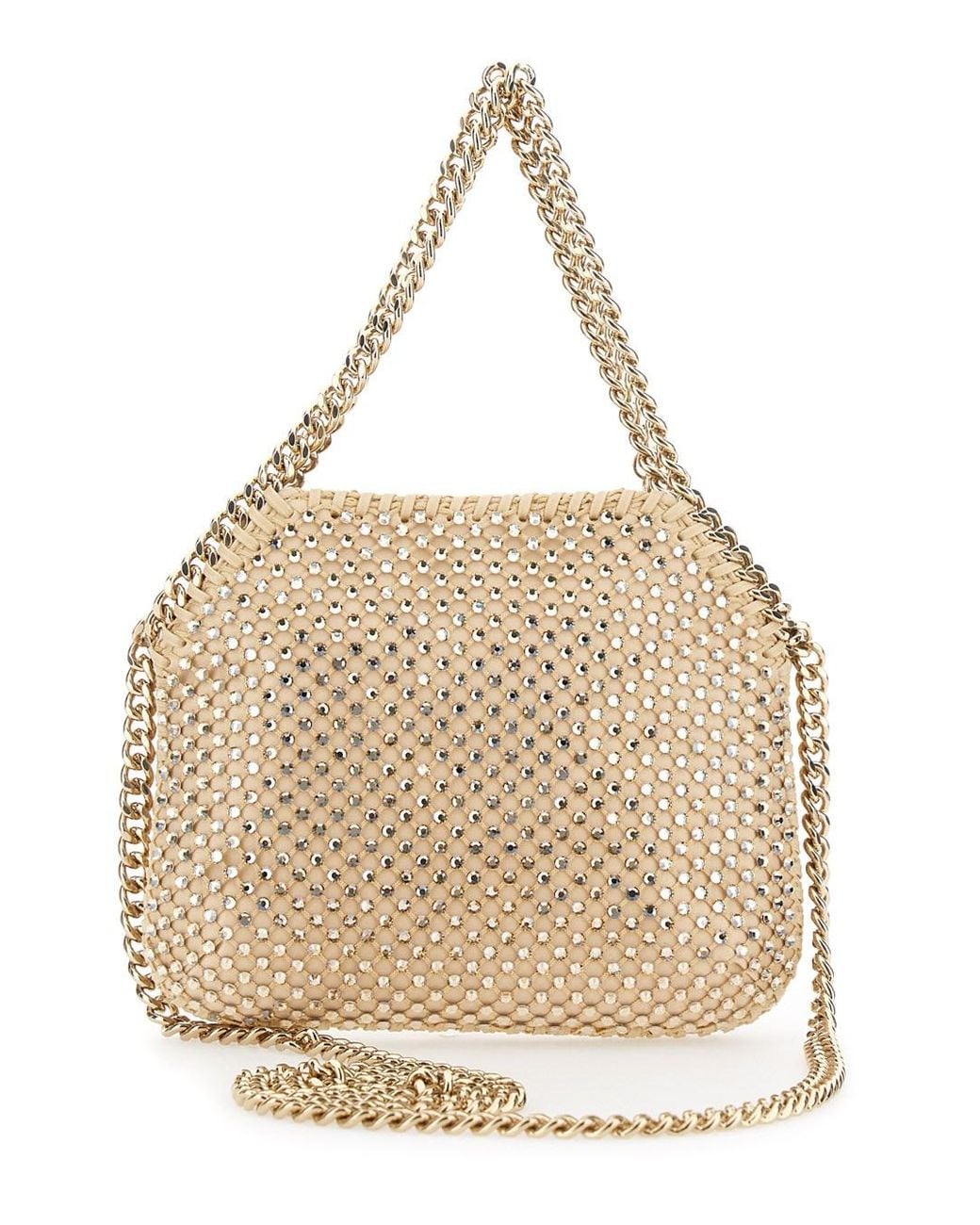 Stella McCartney Natural Shoulder Bag Falabella Mini Crystal Mesh Polyamide