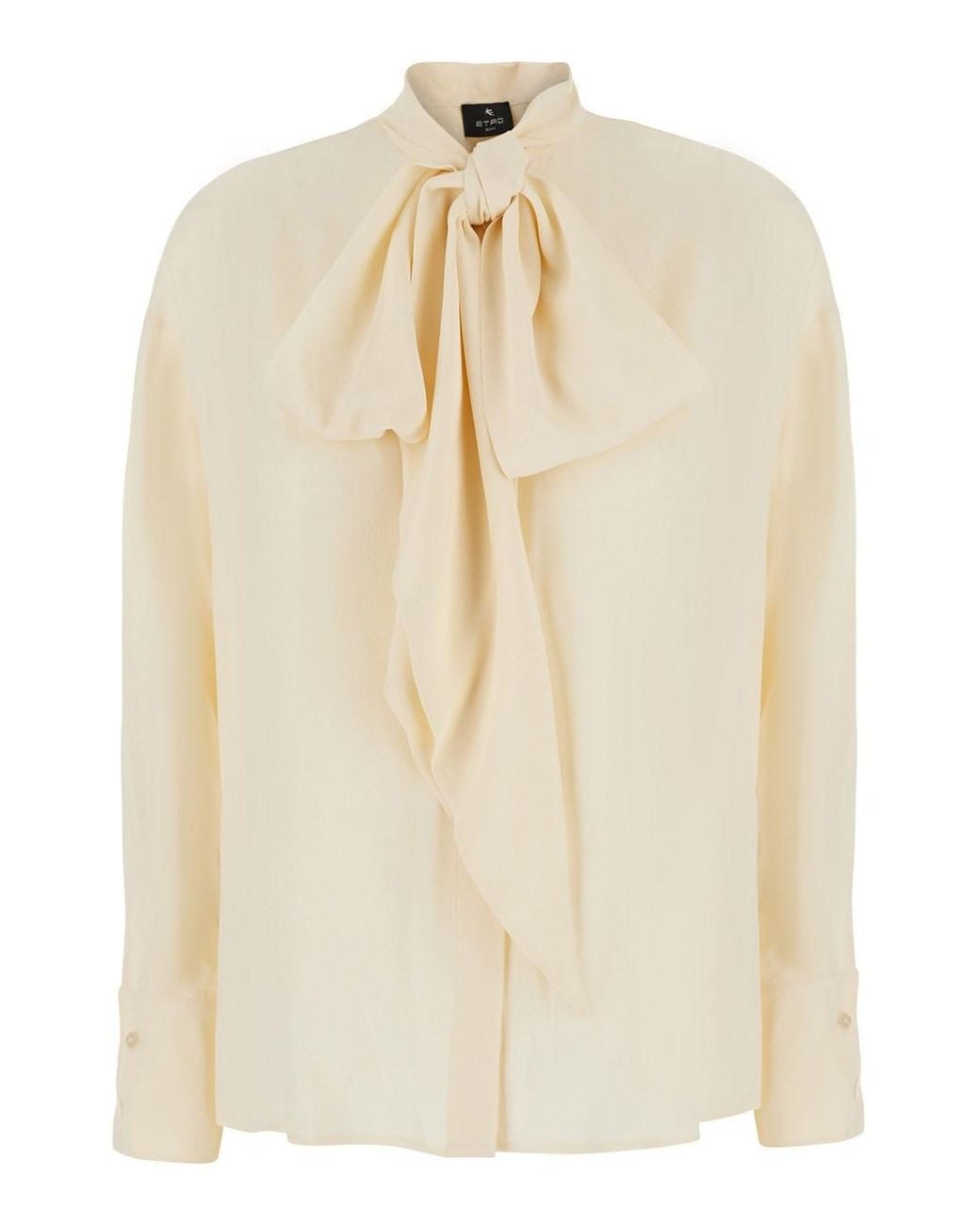 Etro Natural Shirt With Scarf And Tone-On-Tone Jacquard Motif