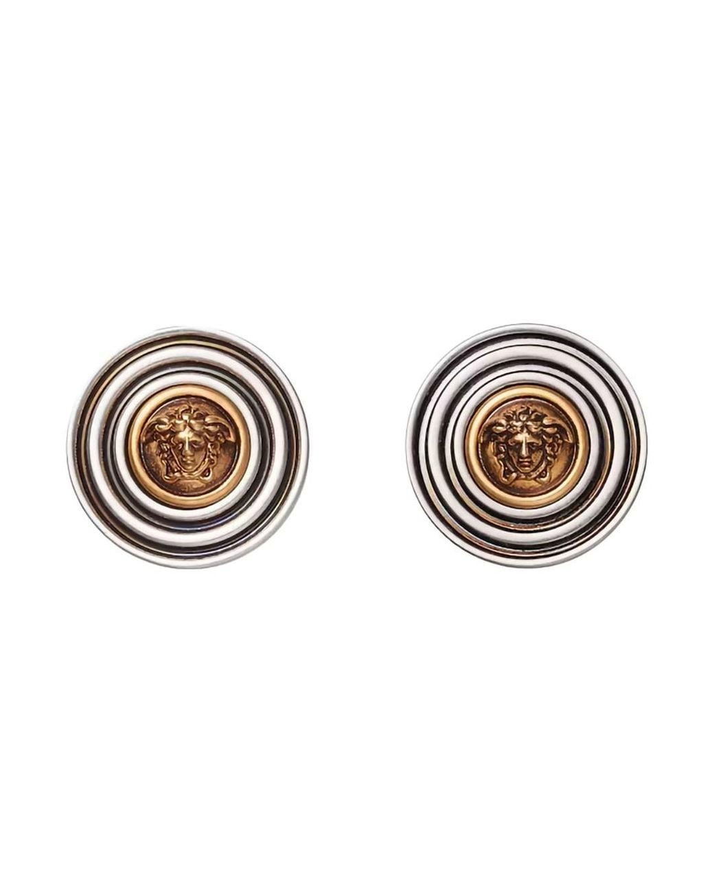 Versace Metallic Hoop Earrings Medusa Head for men