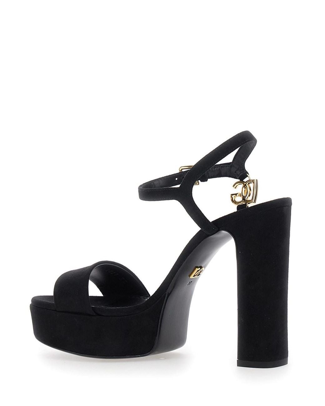 Dolce & Gabbana Black Dolce & Gabbana High Heel Sandals With Logo Plate On The Front