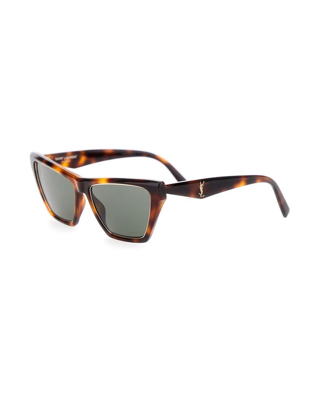 Saint Laurent Brown Tortoiseshell Sunglasses With Logo Acetate