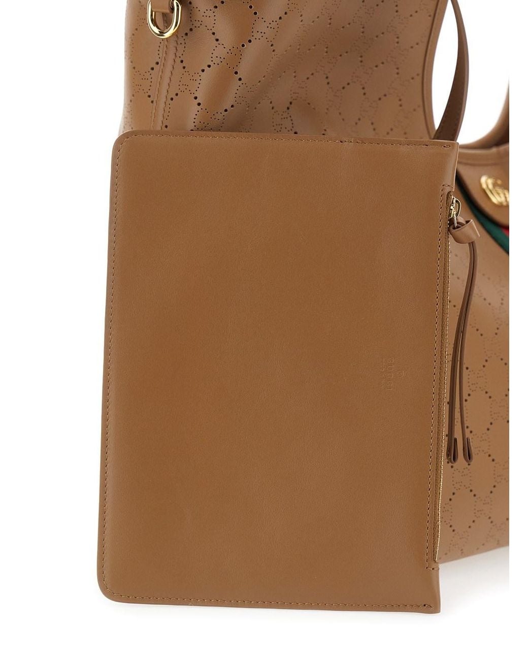Gucci Brown 'Giglio' Shoulder Bag With Web Stripe And Magnetic Closure