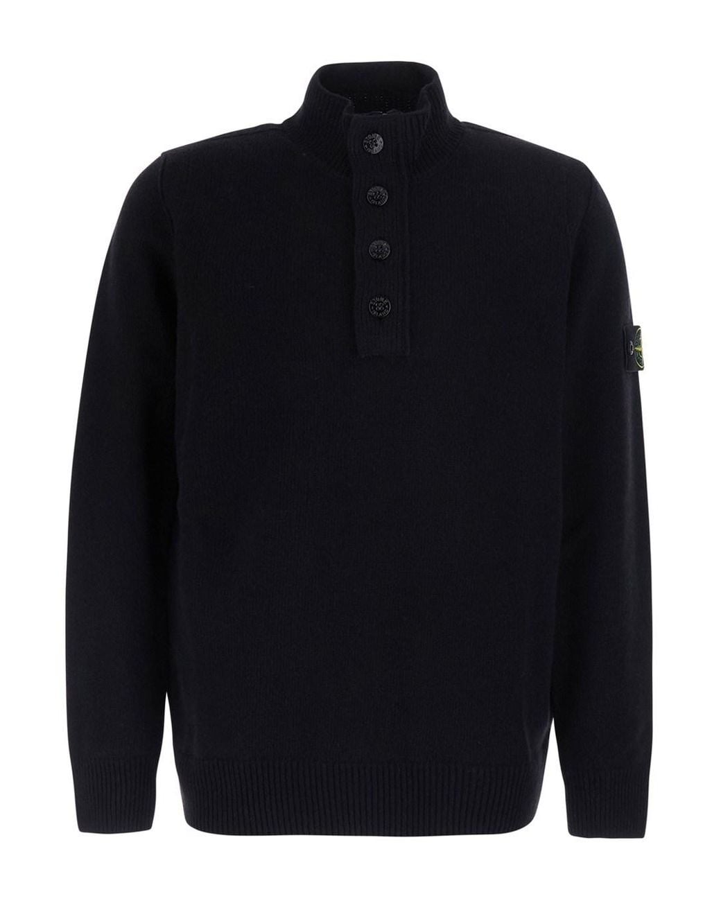 Stone Island Blue Wool High-Neck Sweater Tops for men