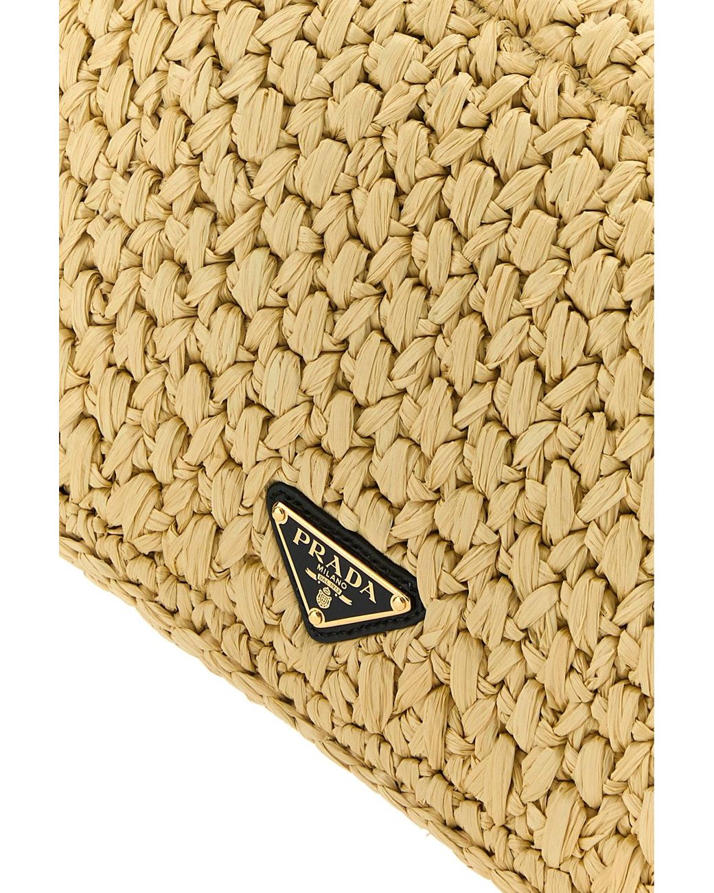 Borsa a tracolla in rafia di Prada in Metallic