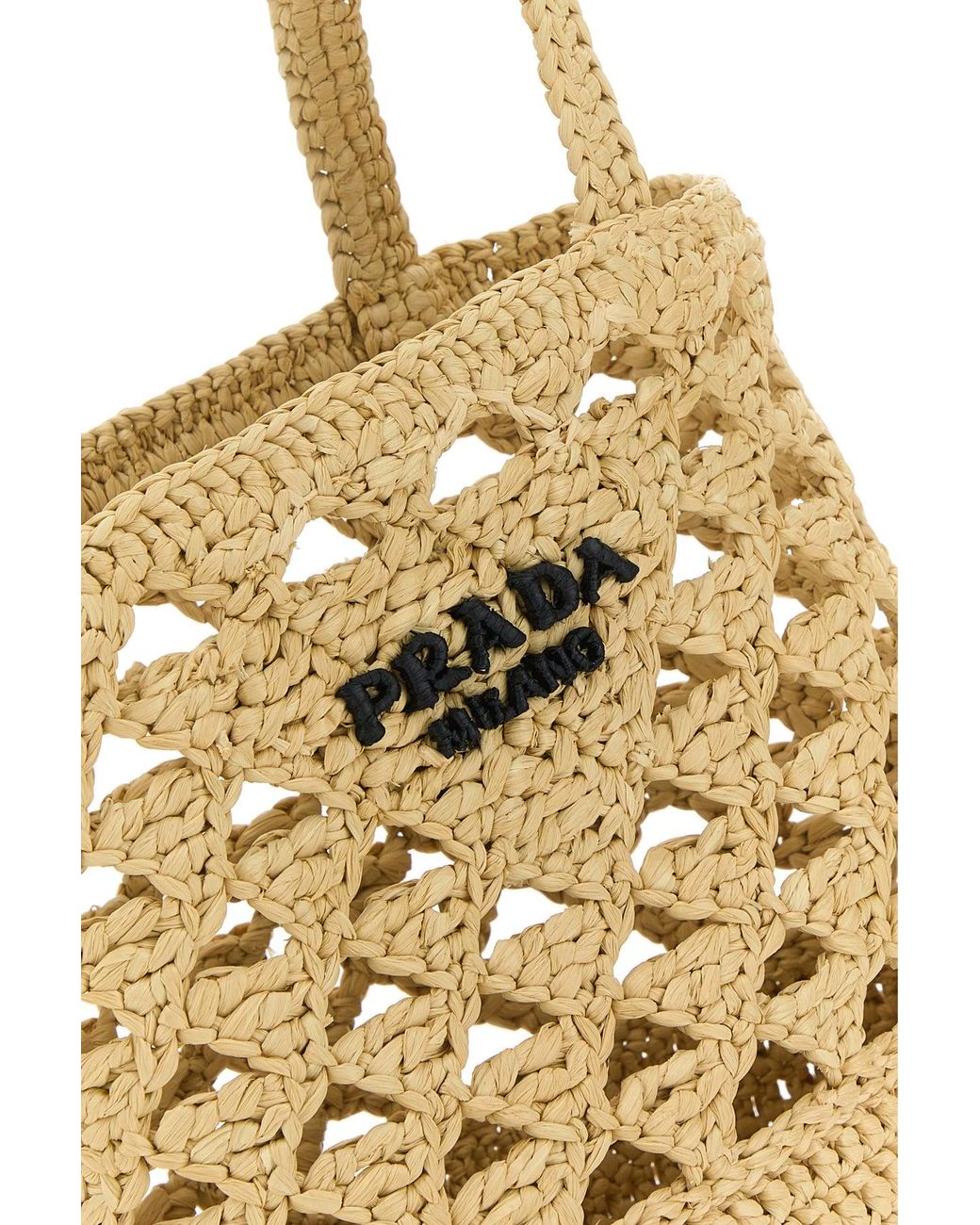 Borsa a mano in paglia di Prada in Metallic