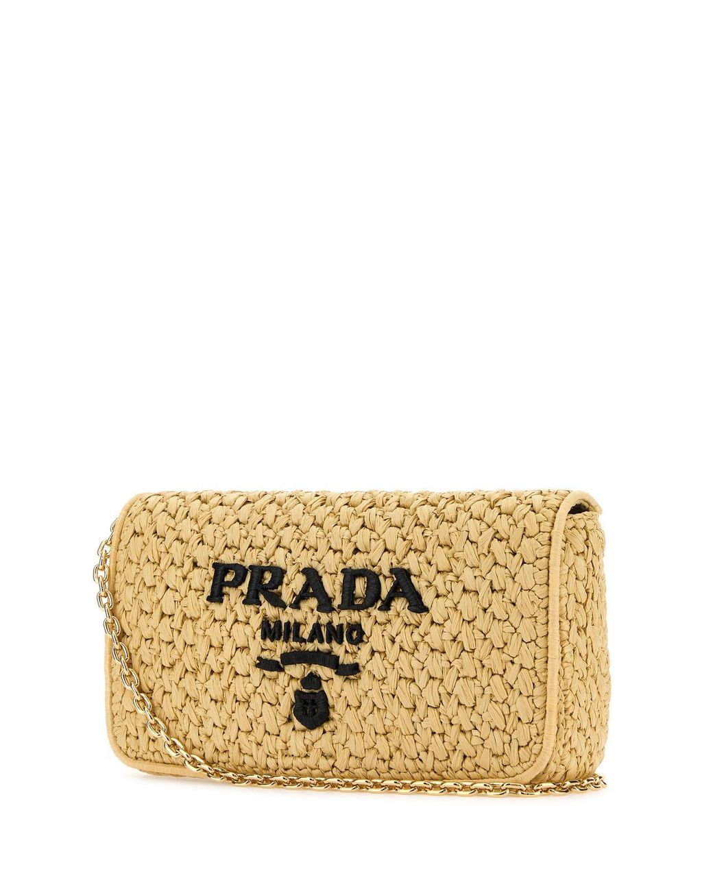 Borsa a tracolla in rafia di Prada in Metallic