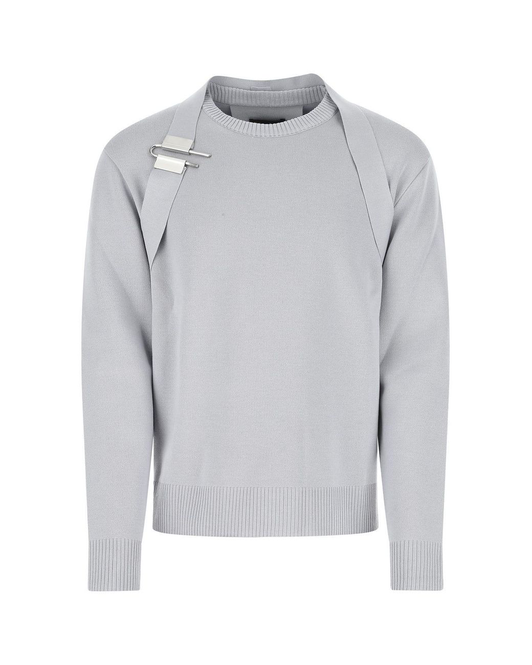【新品・正規品】GIVENCHY LOCK HARNESS クルーネックニットM Givenchy Paris U-lock harness grey charcoal sweater wool