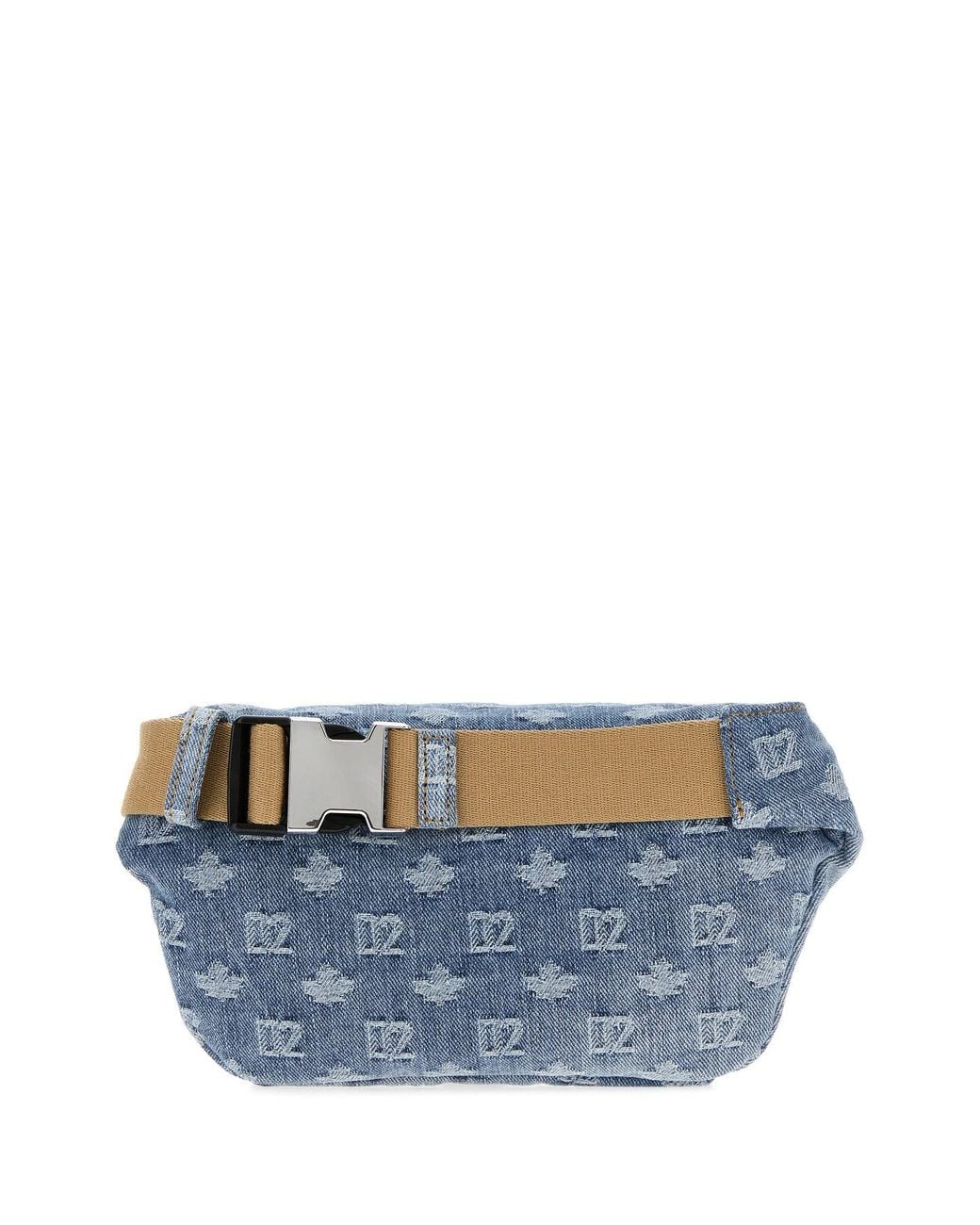 DSquared² Blue Embroidered Denim Belt Bag for men
