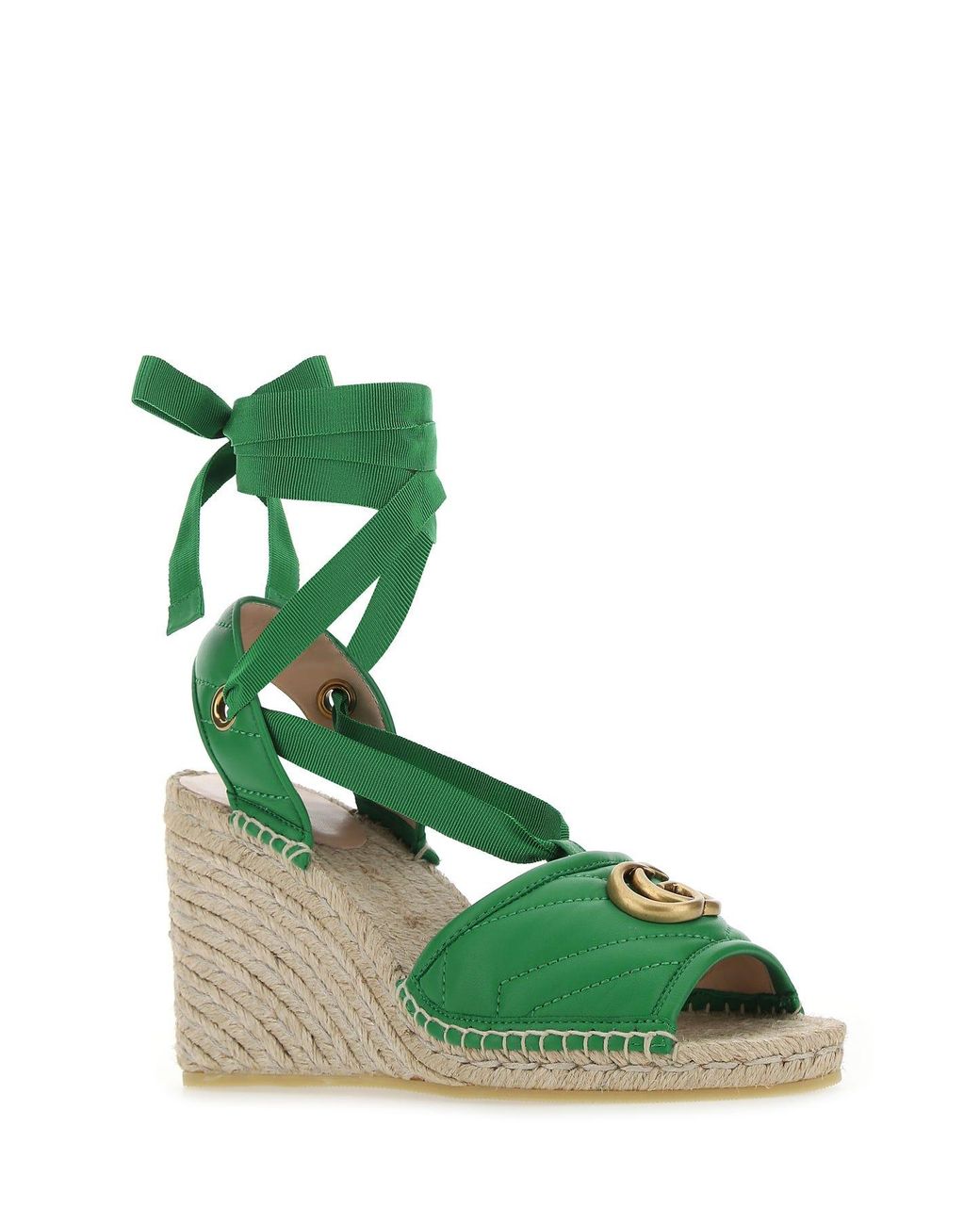 Gucci Green Leather Wedges | Lyst