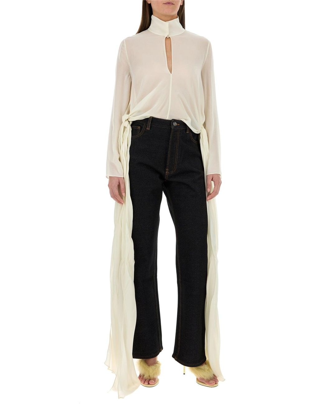 Alaïa White Cream Crepe Blouse