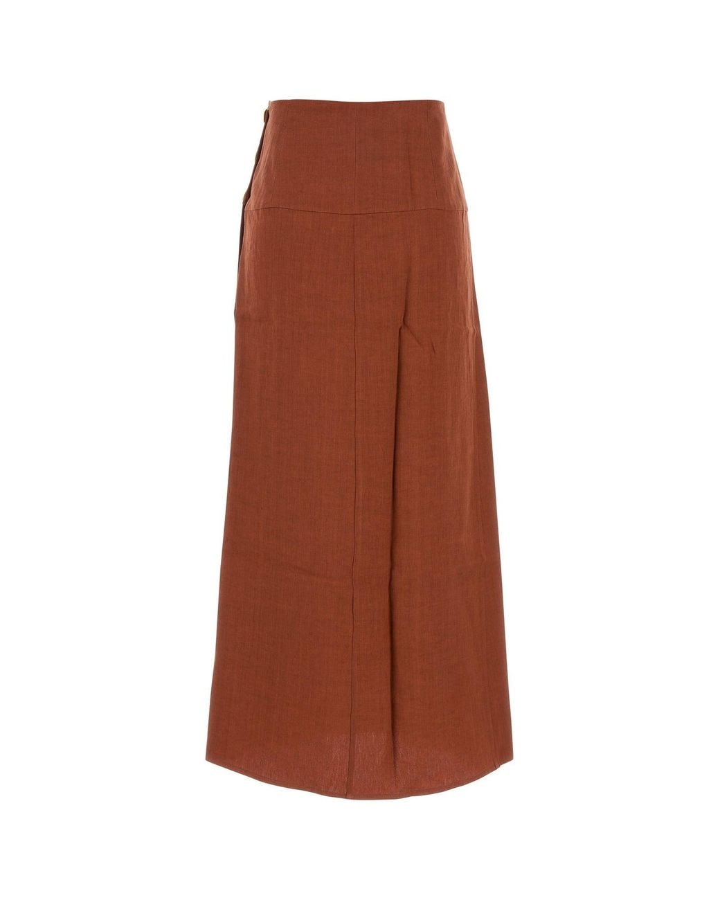 LeKasha Brown Brick Linen Haifal Skirt